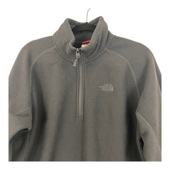 The North Face Mens Size Medium Gray Textured Quarter Zip Pullover - Picture 2 of 4
